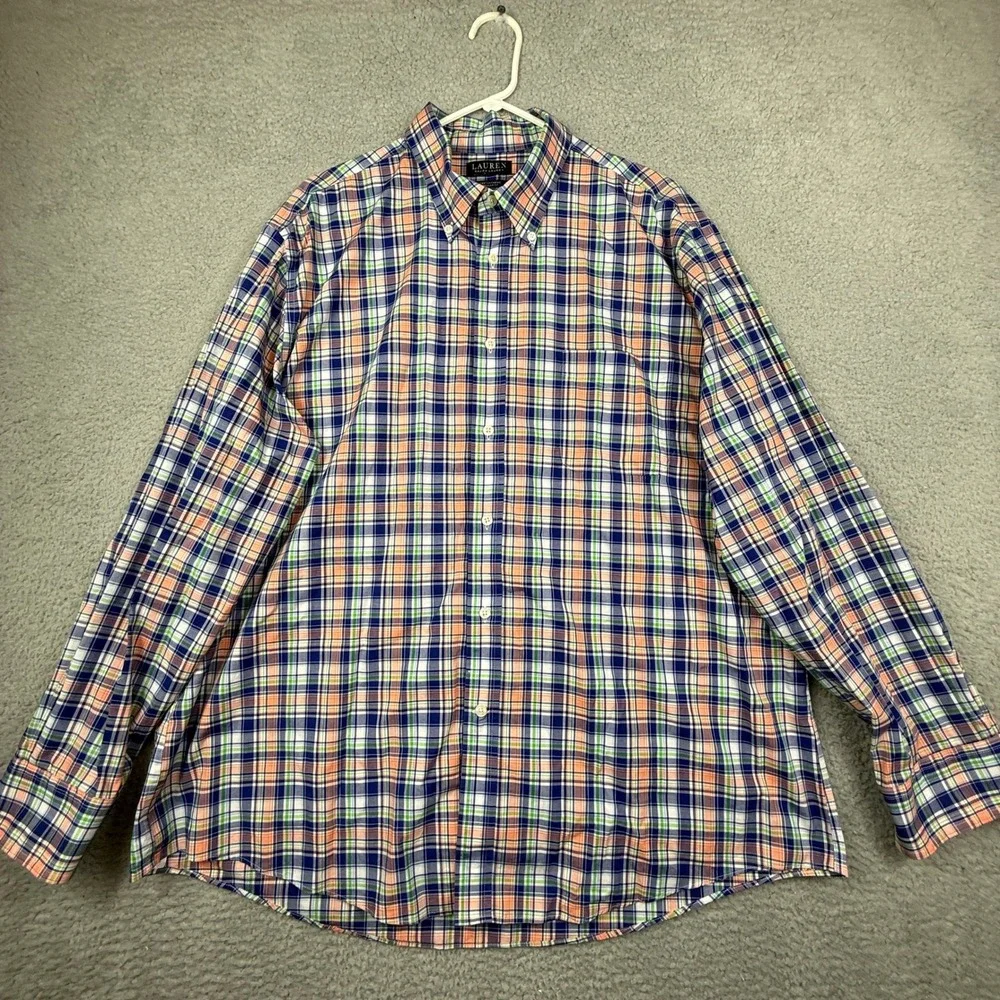 Lauren Ralph Lauren Plaid Stretch Fabric Regular Fit Long Sleeve Button Down 2XL